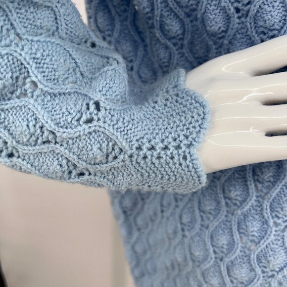 Vintage 70s Buck & Buck Candle Flame Lace Knit Cardigan Grandma L-XL - Picture 4 of 9